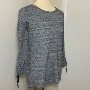 NWT LOFT Heather Gray Adjustable Long Sleeve Top with Cinched Drawstring M